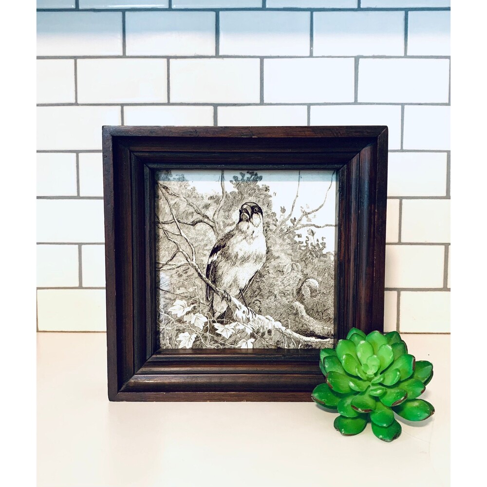 Victorian Era Framed Hawk Tile Minton China Works Stoke on Trent - William Wise